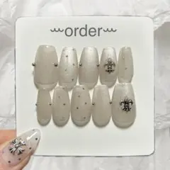 【オーダー専用ページ】 ネイルチップ つけ爪 韓国 マグネット シルバー ドット