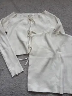 W CLOSET リブ編みカーディガン ホワイト