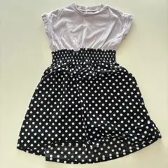 DROPS 半袖ドット柄ワンピース 110 ドッキング