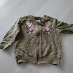 next オリーブグリーン 花柄刺繍 パーカー