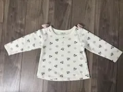 かわいいミッキー、ミニー柄 ✨長袖トップス ピンクリボン付き　90サイズ