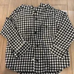 ギンガムチェック長袖シャツ フード付き