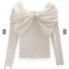 シアーリボンリブニットトップス[tu1585]