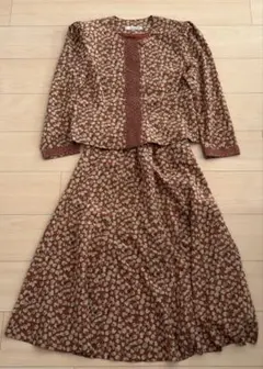 昭和レトロ　セットアップ　ジャケット　スカート　花柄　11号　古着