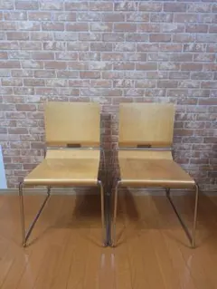 ① 限定品 相合家具 WABI ワビ STL 2脚セット ヘリンボーン柄 チェア