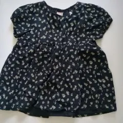 プティマイン 花柄 楊柳チュニック 100cm 黒