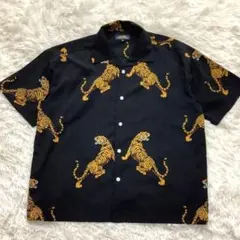 人気・総柄】カールヘルム ダルメシアン 犬 開襟 アロハシャツ 黒