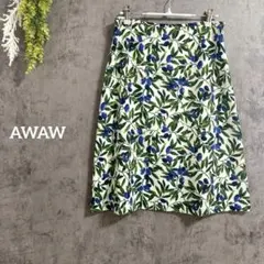 ジュンコシマダ　アワアワ　フレアスカート　ひざ丈　オリーブ柄　総柄　ボタニカル柄のサムネイル