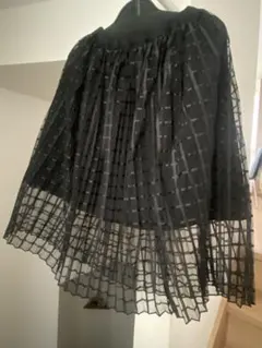 hakka キッズスカート チェック柄シースルー　黒のサムネイル