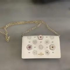 COACH 花柄刺繍 長財布 アイボリー
