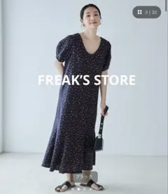 フリークスストア 花柄ワンピース 前後2WAY コットンリネンのサムネイル