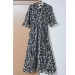 Piaoliangnuren 花柄 ロングワンピース シアー生地 黒