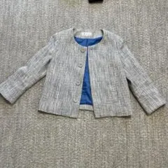 ノーカラーツイードジャケット 青白 ロペピクニック