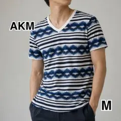 AKM ネイティブ柄 Vネック Tシャツ Mのサムネイル
