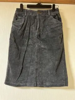 タイトスカート　コーデュロイ　チャコールグレー