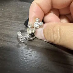 ミッキー型クリスタルリング　イヤリング