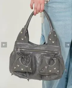 tinajojun バッグ　ハートスタッズバッグ　グレー