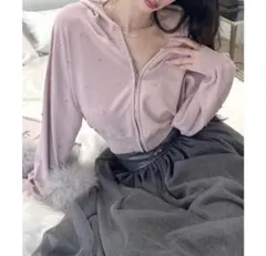 【ROYAL PARTY】ビジューニットパーカー