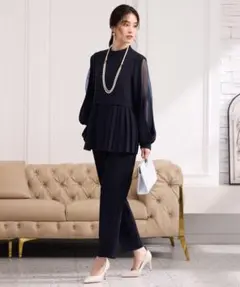 DRESS PLUS セットアップ パンツドレス ネイビー