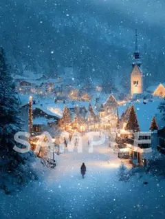 【凍てつく町の息吹】A4 グラフィックアート インテリア お洒落 190