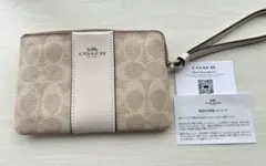 【新品未使用】COACH シグネチャー ポーチ ベージュ 小物入れ 人気 定番