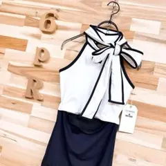 未使用【マリークワント×リリーブラウン】限定コラボ ホルターネック 水着 白×黒