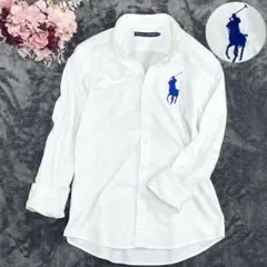 レア✨ラルフローレン オックスフォードシャツ ビッグポニー ロゴ刺繍 ホワイト