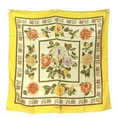 本物未使用□グッチ□ スカーフ フローラル イエロー シルク100 