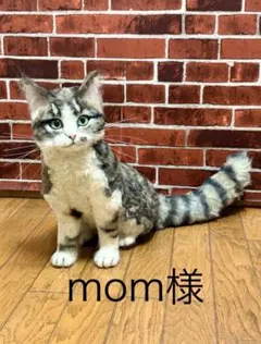 A猫 羊毛フェルト　キジ白猫【ハンドメイド　ぬいぐるみ