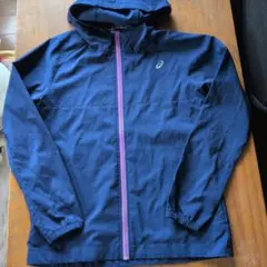 asics フード付きネイビージャケットSサイズ