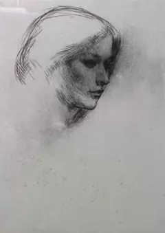 中山忠彦の鉛筆画「優しき相貌Ⅲ-C」 金装飾額入り 中山忠彦の鉛筆画「優しき相貌Ⅲ-C」 金装飾額入り