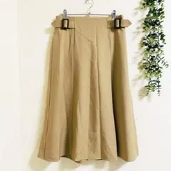 フレアスカート L ベージュ ひざ丈　通勤　ビジネス　きれいめ 上品