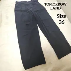 【オシャレ☆TOMORROWLAND】ベルト付き　黒パンツ　サイズ36のサムネイル