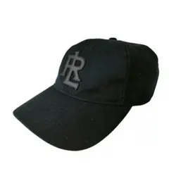 90s 00s ポロジーンズ レザー ロゴパッチ 刺繍 ウール ローキャップ 黒