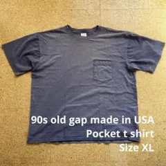 90s ヴィンテージ　OLD GAP 無地ポケット付きTシャツ　茄子紺XL