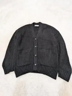 M_　エムアンダーバー　ブラック リブ編みカーディガン FREEサイズ