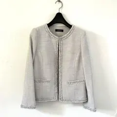 green label relaxing ノーカラーツイードジャケット　　38