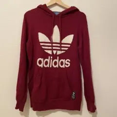 adidas アディダス　赤 ニットパーカー