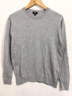 UNIQLO ユニクロ コットンウール クルーネックセーター グレー M