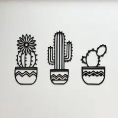 【北歐・現代風】仙人掌壁飾 三件組 時尚牆面裝飾