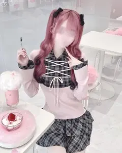 HONEY MEW ハニーミュウ レースアップドッキングチェックワンピース