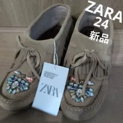 zara ビジュー付きブーツ　新品タグ付き