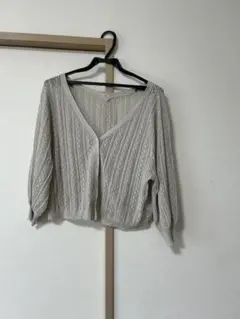 グレー レース編み カーディガン Mサイズ