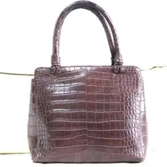 ⚫️型押しデザイン ハンドバッグ ブラウン 上品 高級感