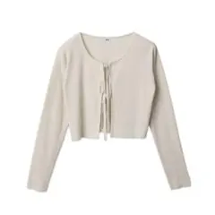 WEGO リボンリブカーディガン　クロップド