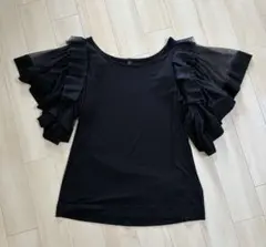【美品】ソブSov.フレアギャザースリーブトップスパワショルダブスタブラックのサムネイル