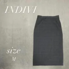 インディヴィ タイトスカート プリーツ カジュアル キレイめ タータンチェック