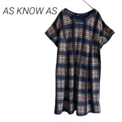 AS KNOW AS【FREE】チェック柄 半袖 ミニワンピース ゆったりのサムネイル