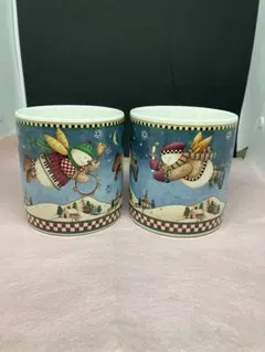 クリスマス雪だるまのペアマグカップ
