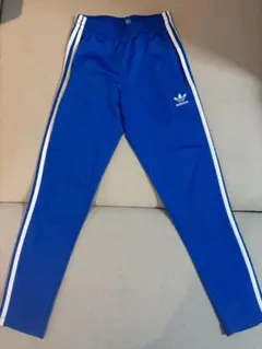 adidas 青 ストライプ ジャージパンツ